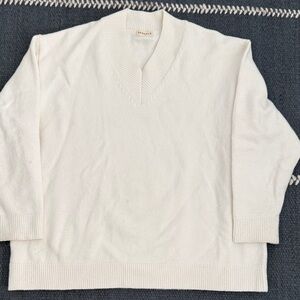 Adanola-V-Neck Cream Sweater - women's Classic Knit